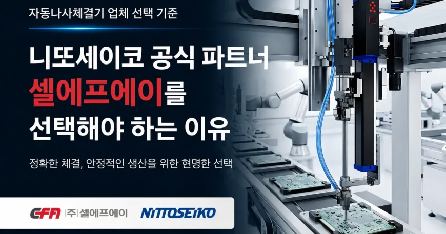 자동나사체결기 업체 선택 기준과 니또세이코 공식 파트너 셀에프에이를 소개하는 대표 이미지